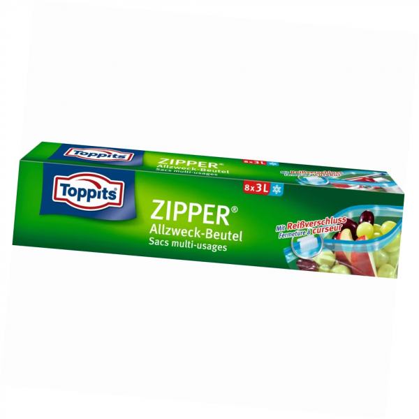 Toppits Zipper ® mit Standboden 3L 8 Stück